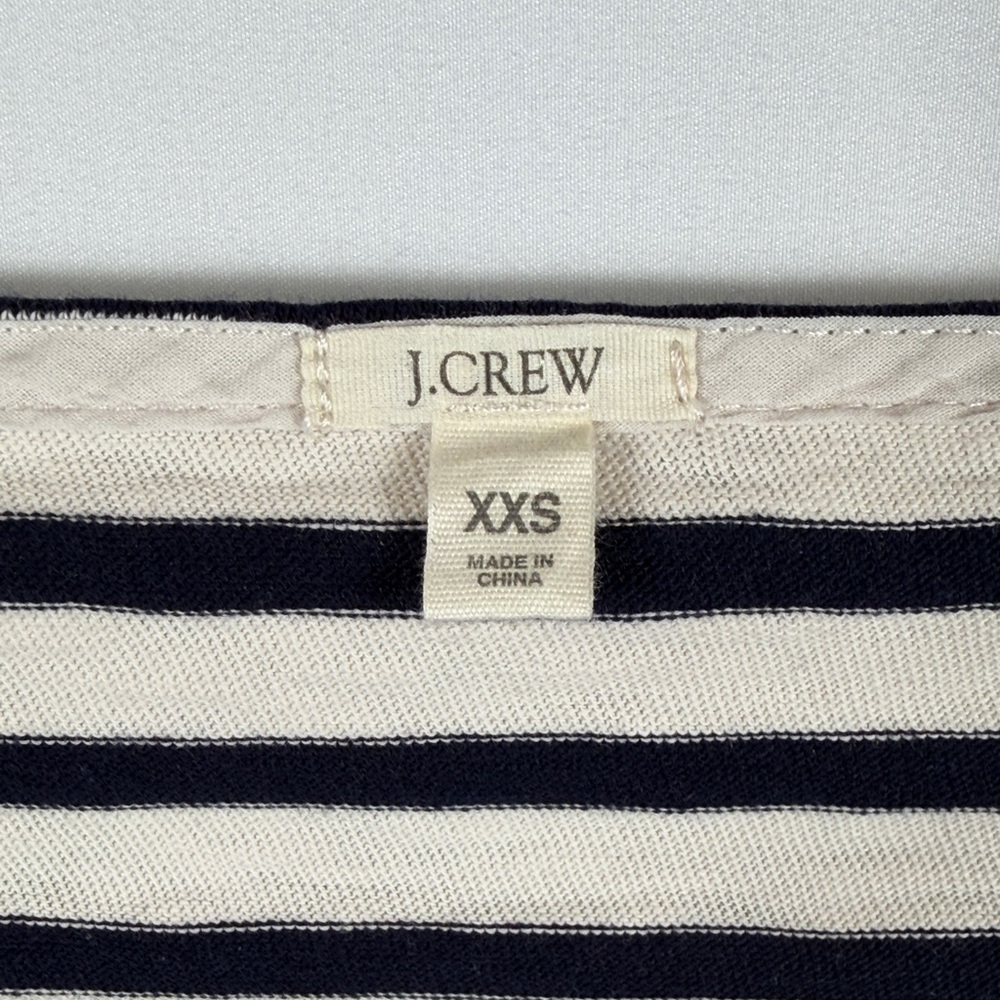 J. Crew Navy and Red Striped 3/4 Long Sleeve‎ Scoop Neck Top. Size XXS women’s - Picture 2 of 5